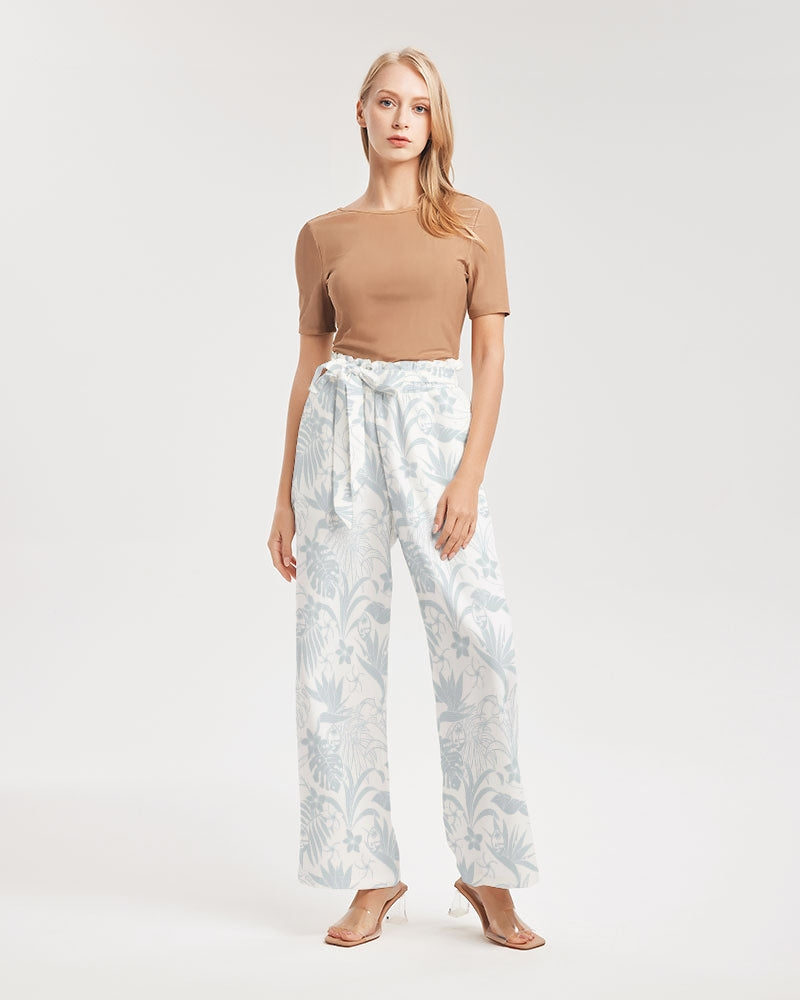 Guam Plumeria Tropical White Women's All-Over Print High-Rise Wide Leg Pants