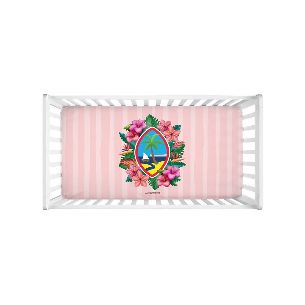 Guam Seal Pink Floral Baby Crib Sheet