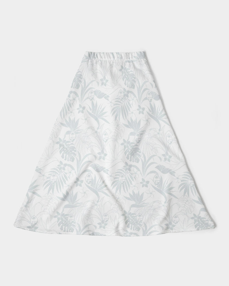 Guam Plumeria Tropical White Women's All-Over Print A-Line Midi Skirt