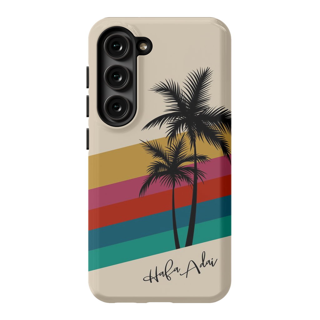 Retro Rainbow Sunset Hafa Adai Guam CNMI Premium Glossy Tough Phone Case