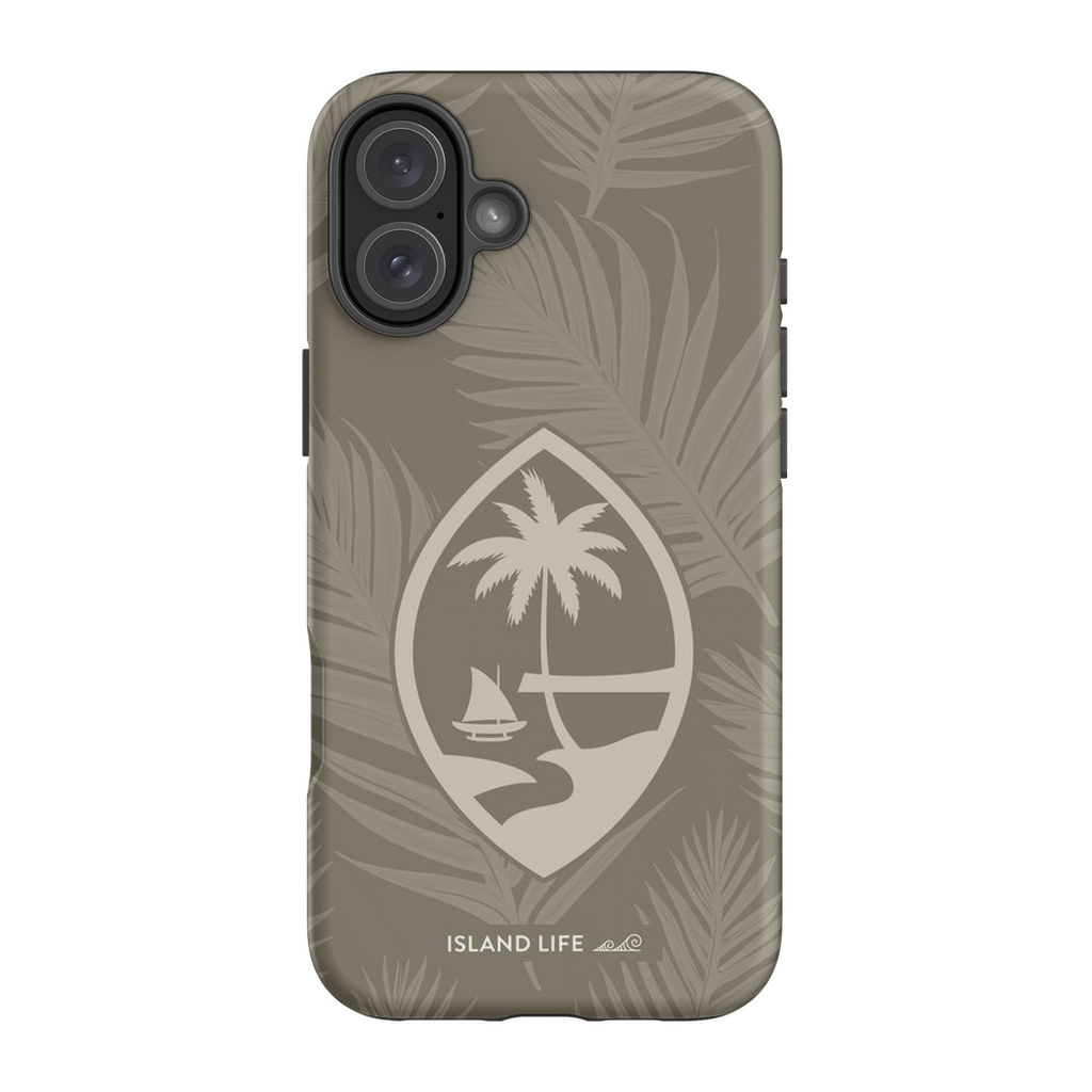 Guam Modern Leaves Khaki Premium Glossy Tough Phone Case