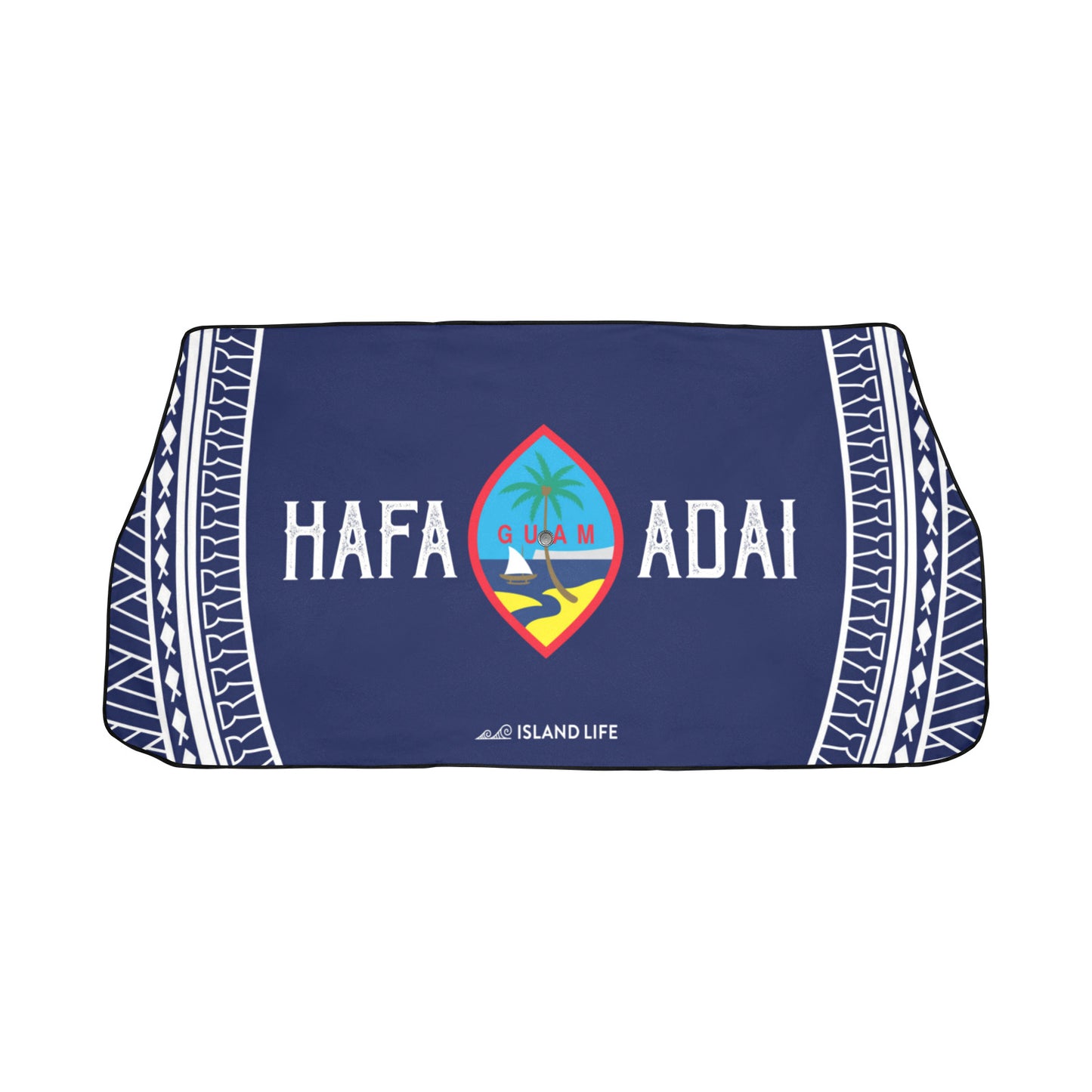 Hafa Adai Guam Tribal Blue Car Sun Shade Umbrella