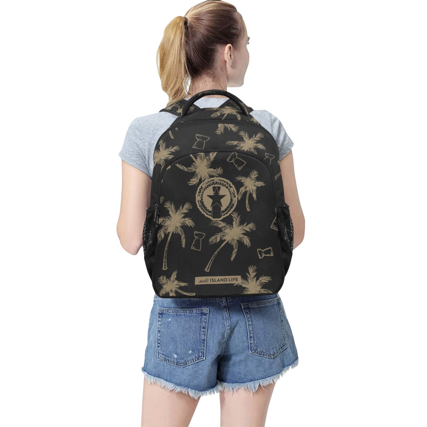 CNMI Latte Stone Coconut Trees Black Multifunctional Backpack