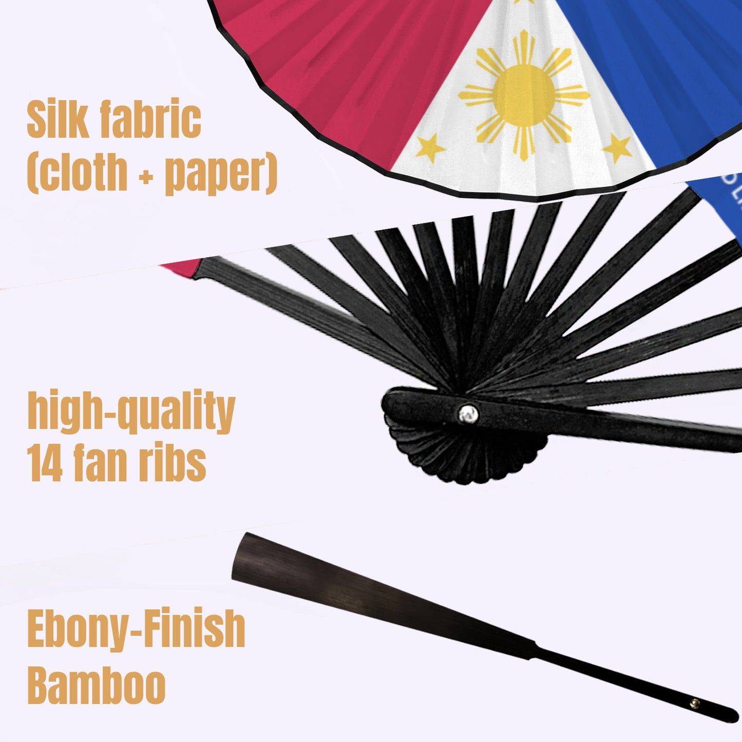 Philippines Flag Double-Sided Folding Fan