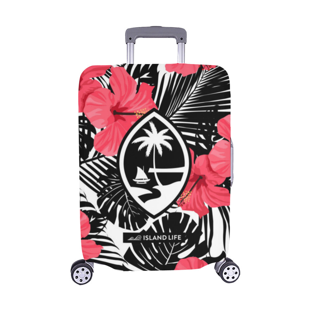 Guam Pink Black Hibiscus Leaves Luggage Cover