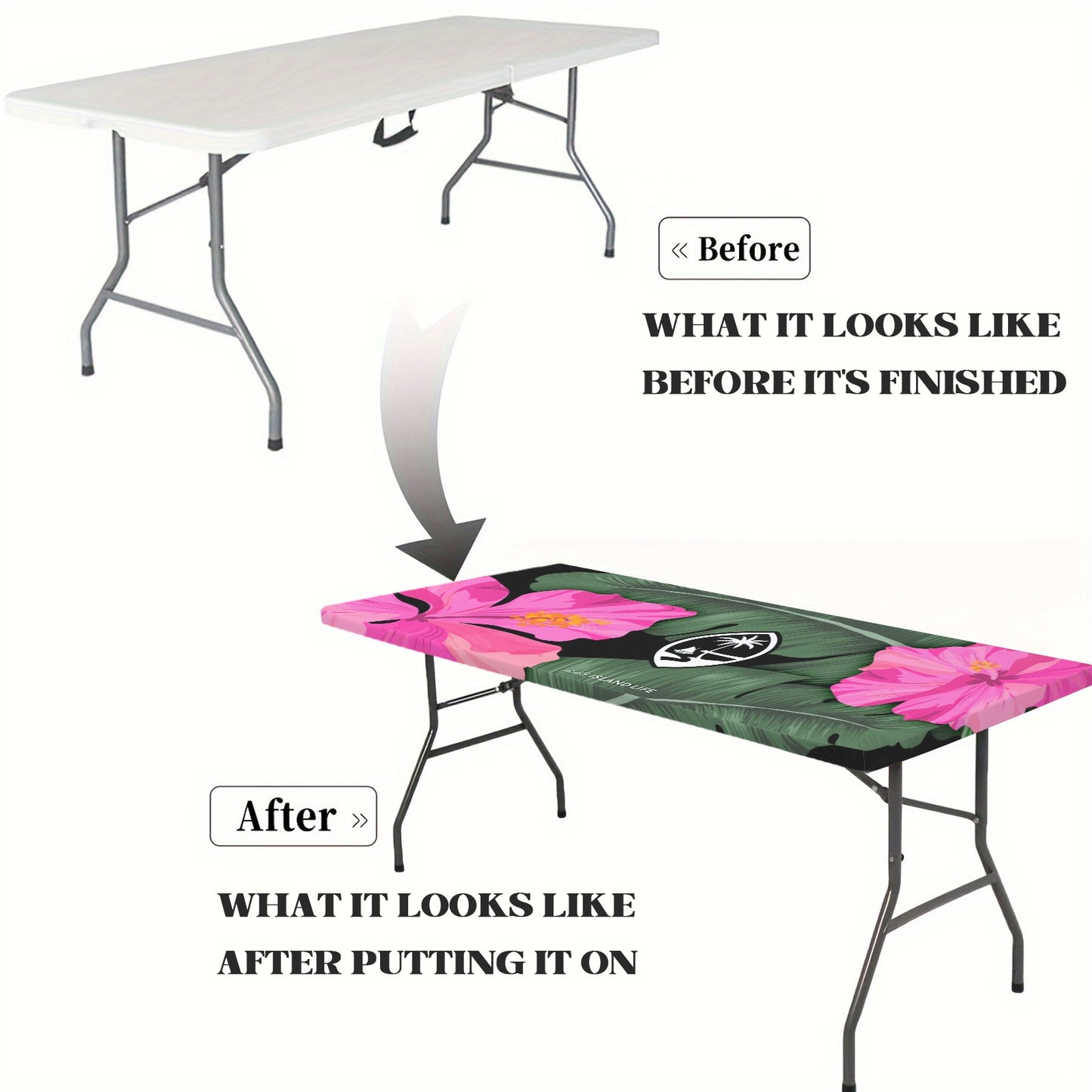 Guam Hibiscus Paradise Pink Fitted Tablecloth