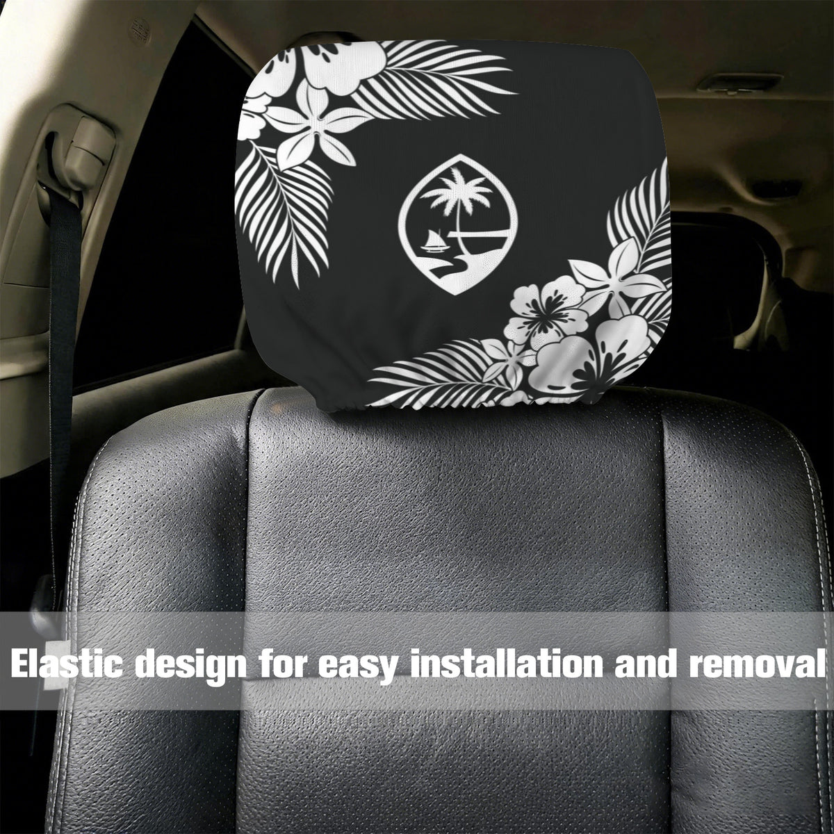 Guam Tropical Hibiscus Car Headrest Cover (2-Pack)