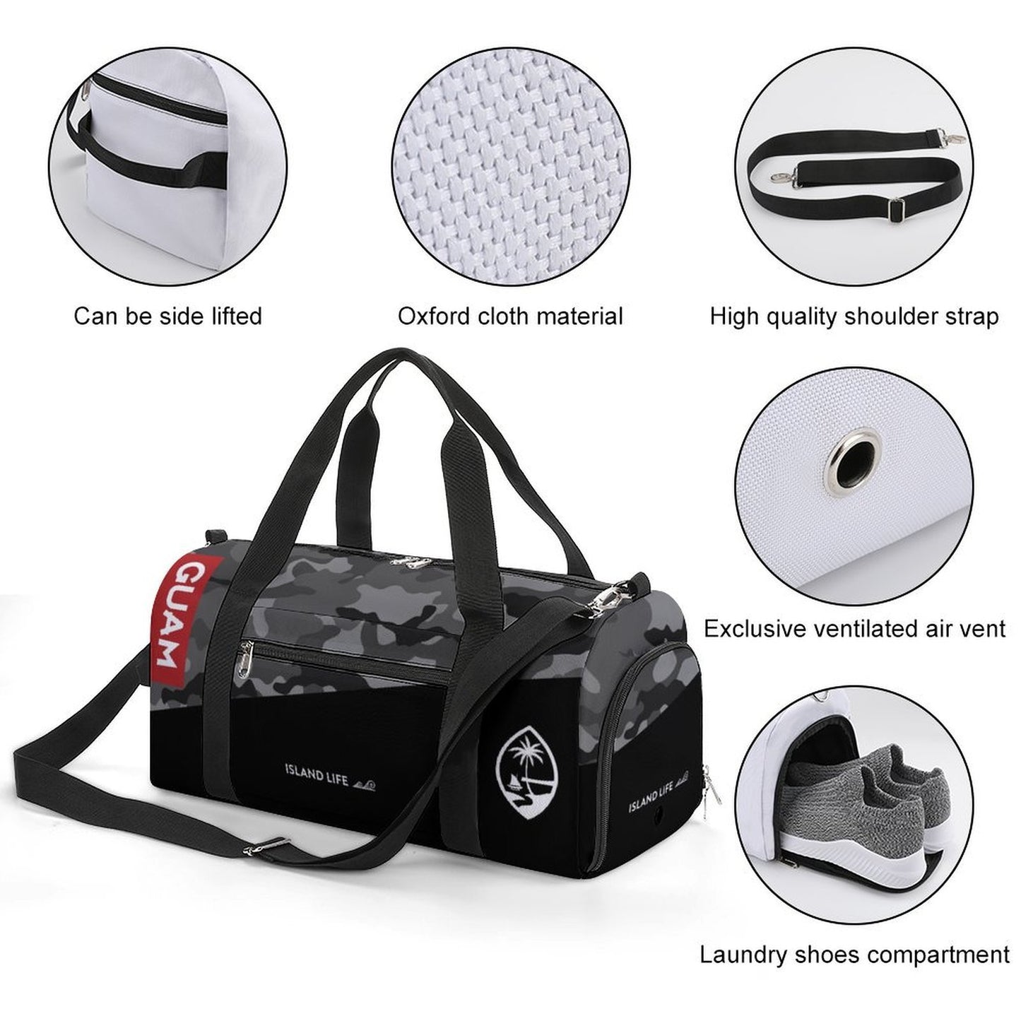 Guam Halftone Gray Camo Gym Bag