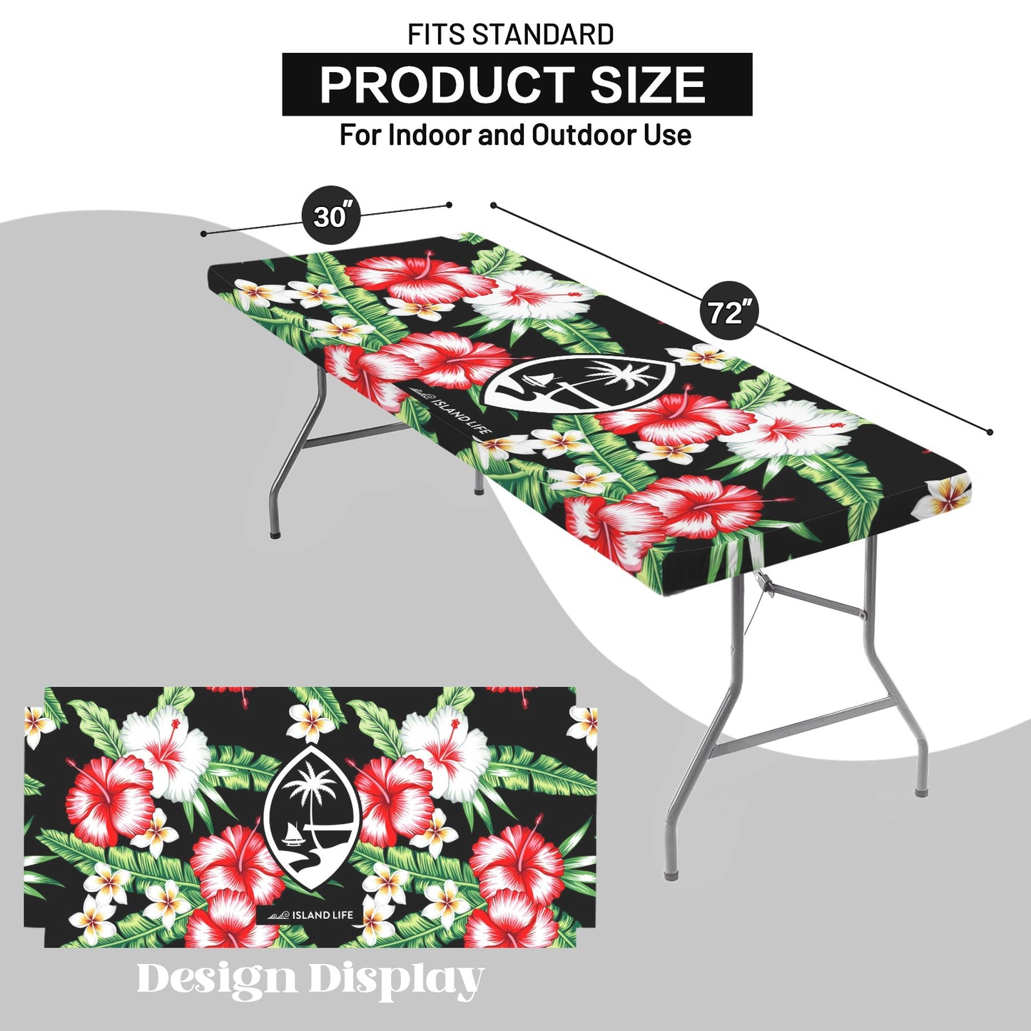 Guam Hibiscus Plumeria Fitted Tablecloth