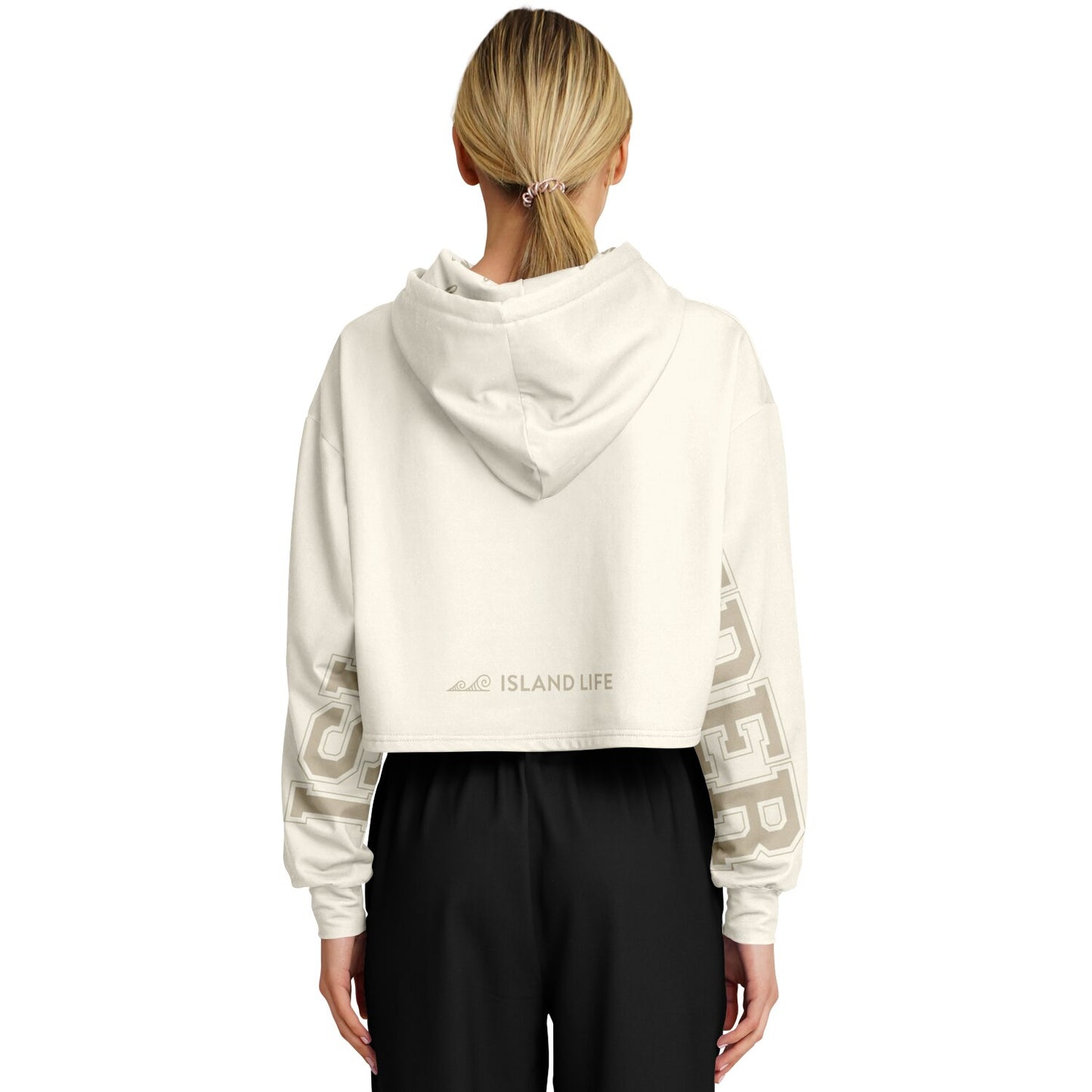 Islander Guam Girl Cream Cropped Hoodie