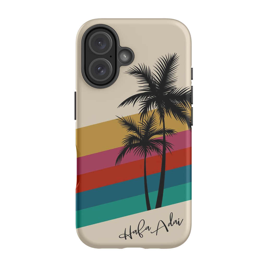 Retro Rainbow Sunset Hafa Adai Guam CNMI Premium Glossy Tough Phone Case