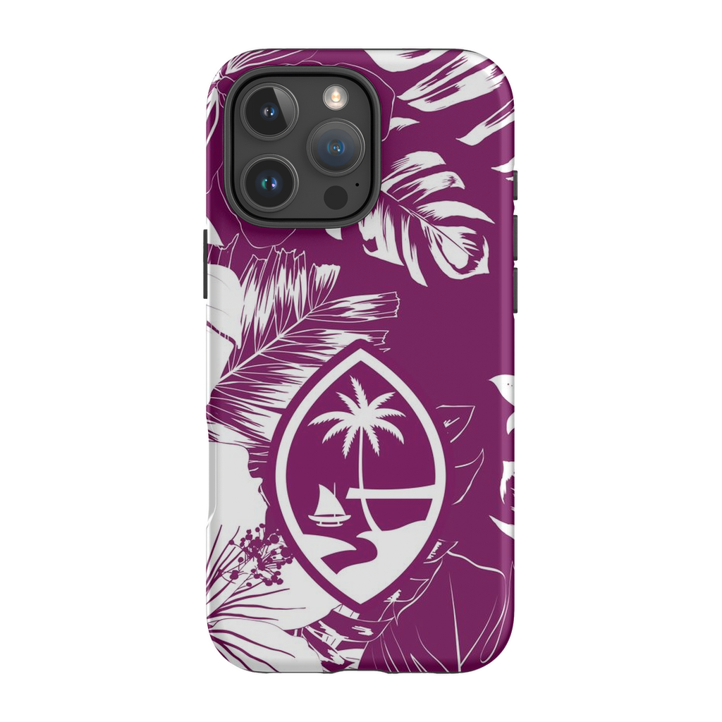 Guam Hibiscus Floral Purple Premium Glossy Tough Phone Case