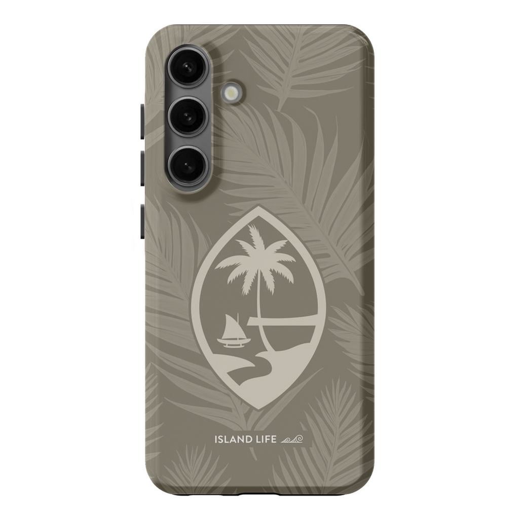 Guam Modern Leaves Khaki Premium Glossy Tough Phone Case