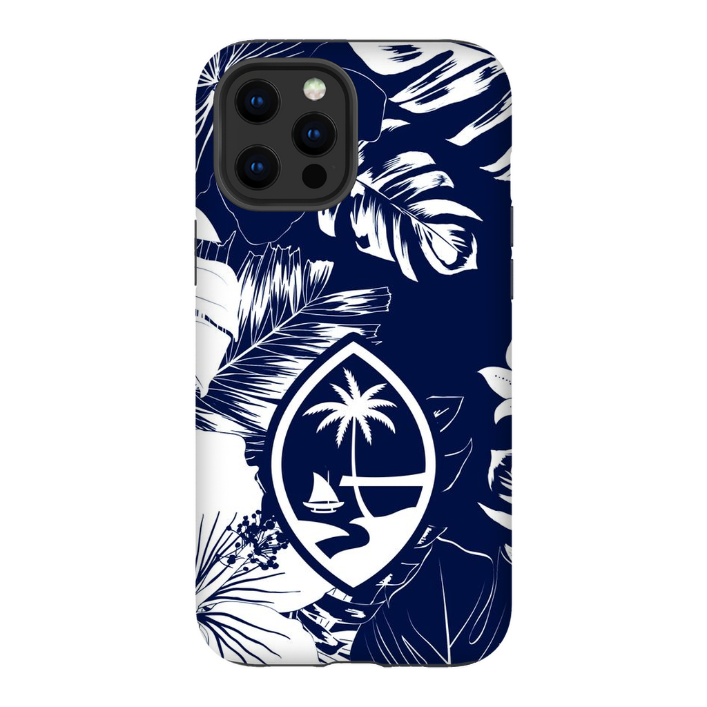 Guam Hibiscus Floral Navy Premium Glossy Tough Phone Case