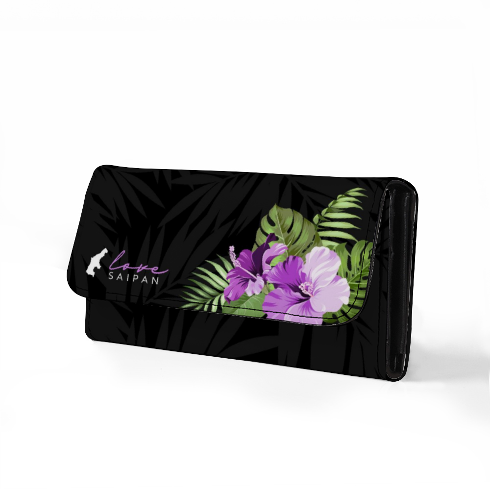 Love Saipan Purple Hibiscus Women's Trifold Wallet