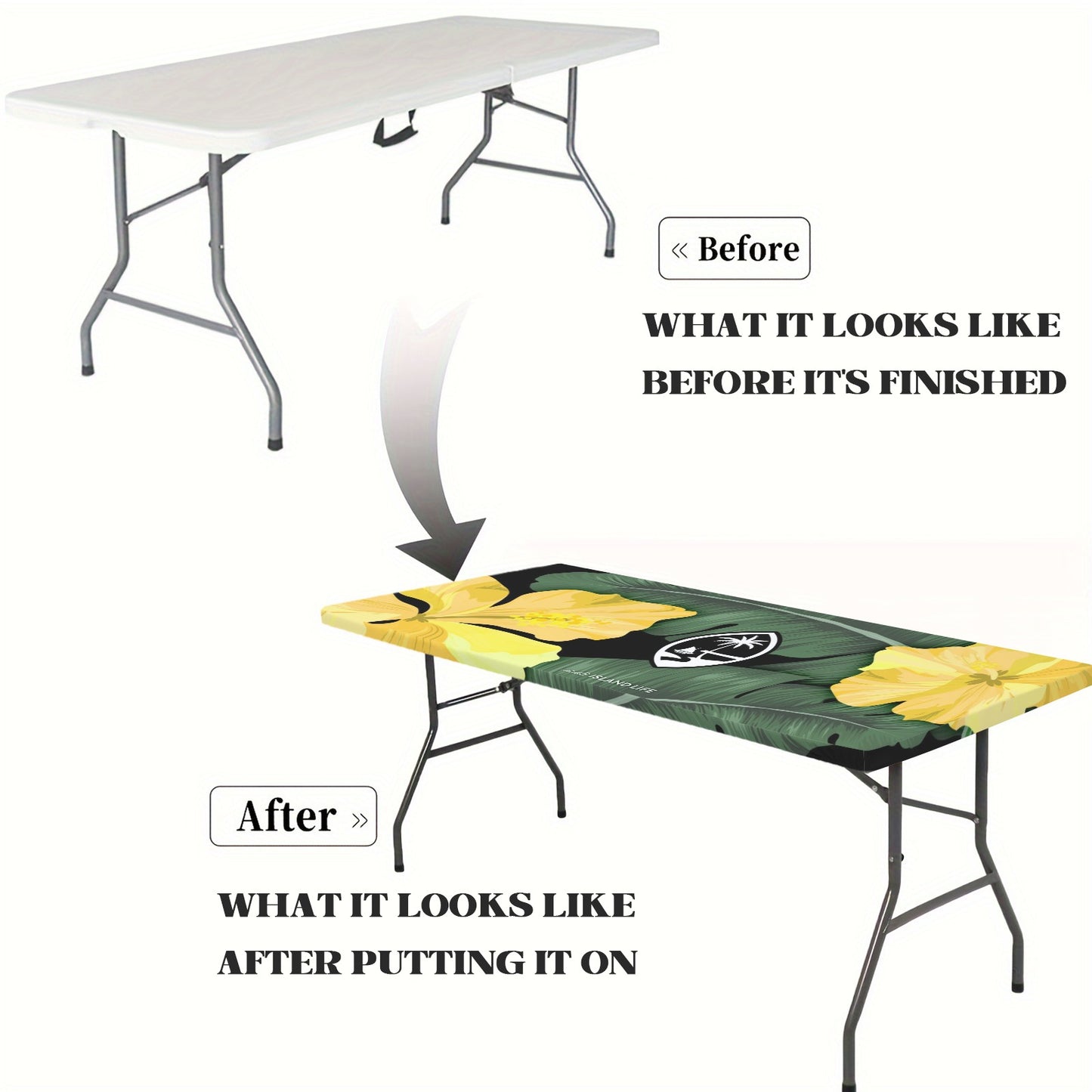 Guam Hibiscus Paradise Yellow Fitted Tablecloth