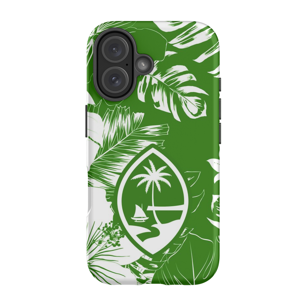 Guam Hibiscus Floral Green Premium Glossy Tough Phone Case