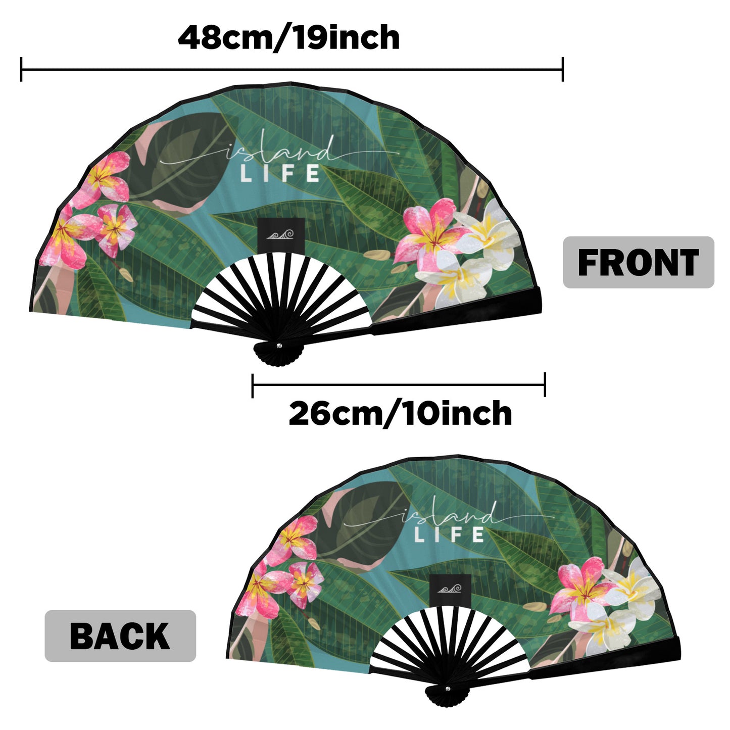 Plumeria Island Life Guam CNMI Double-Sided Folding Fan