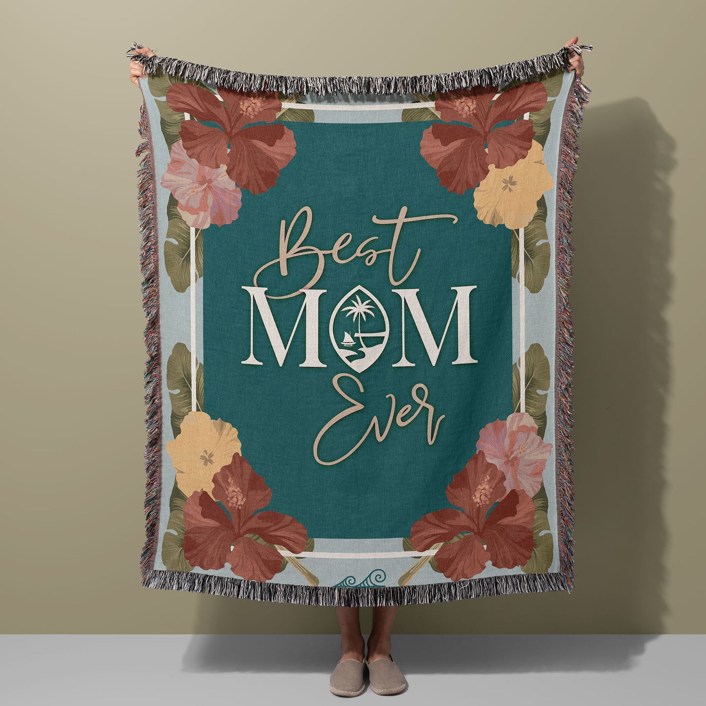 Best Mom Ever Script Guam Woven Blanket