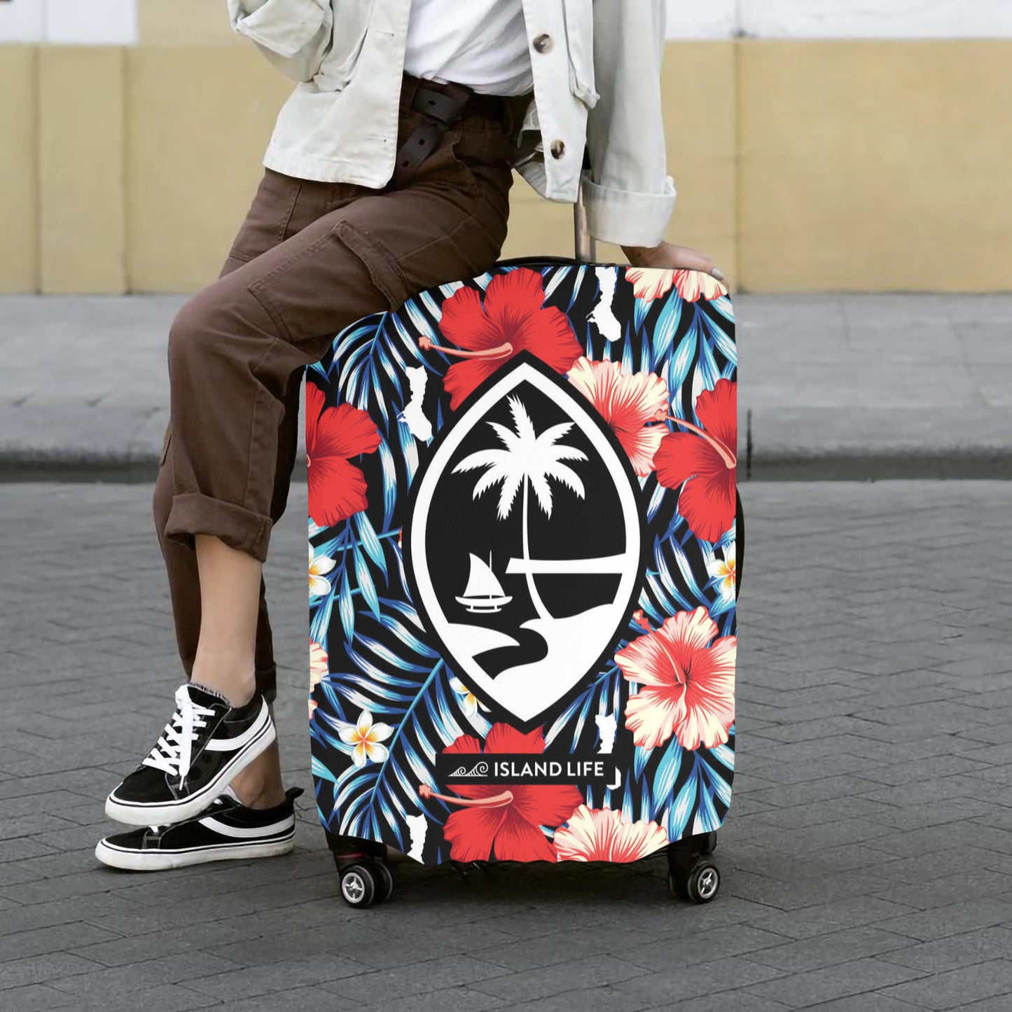 Guam Tropical Floral Luggage Cover