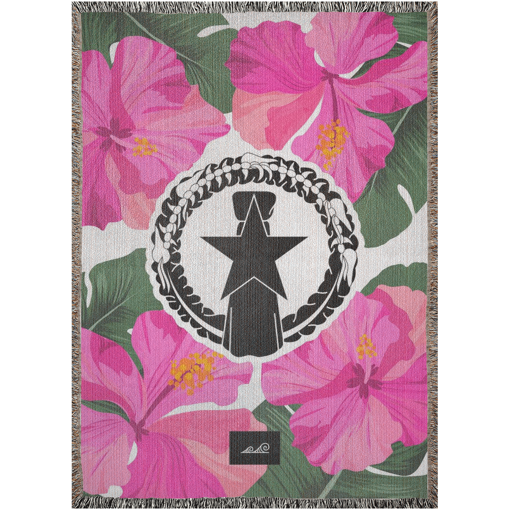 CNMI Pink Hibiscus Paradise Woven Blanket