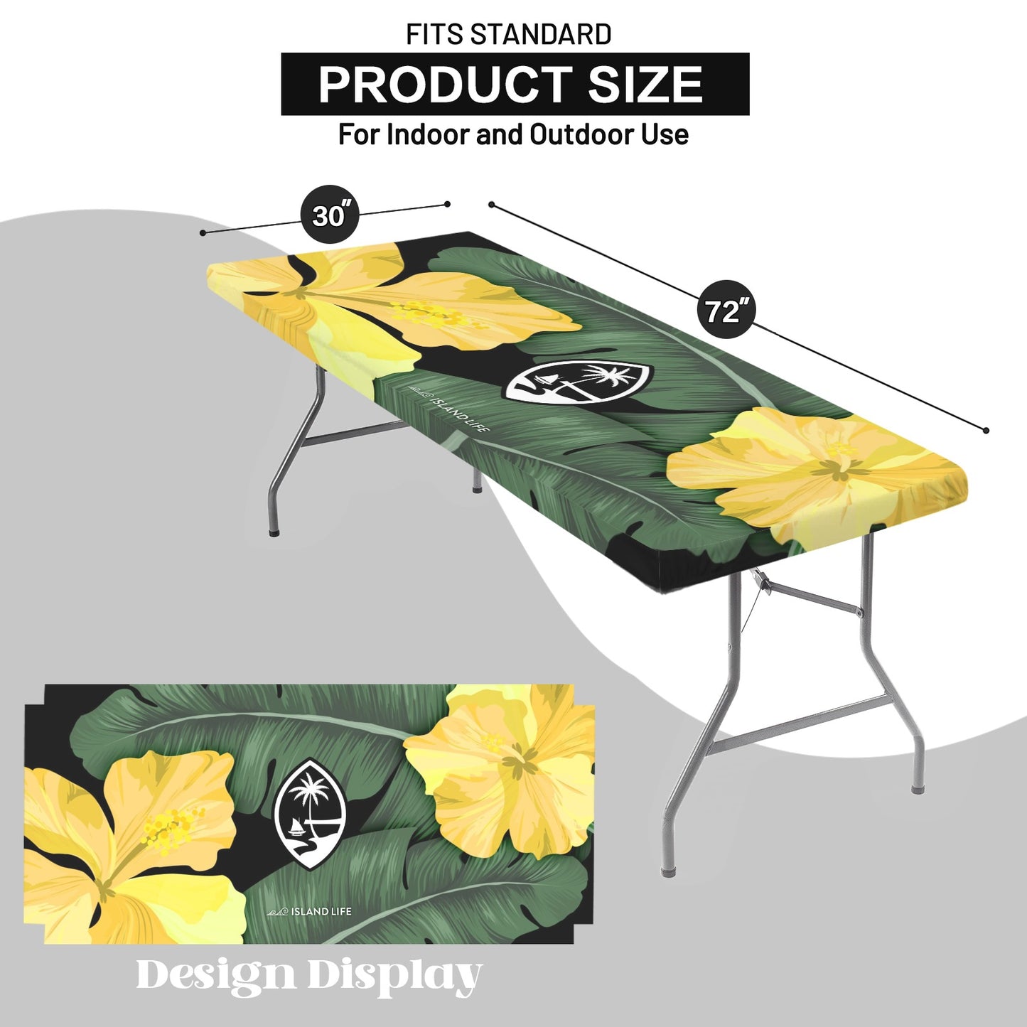 Guam Hibiscus Paradise Yellow Fitted Tablecloth