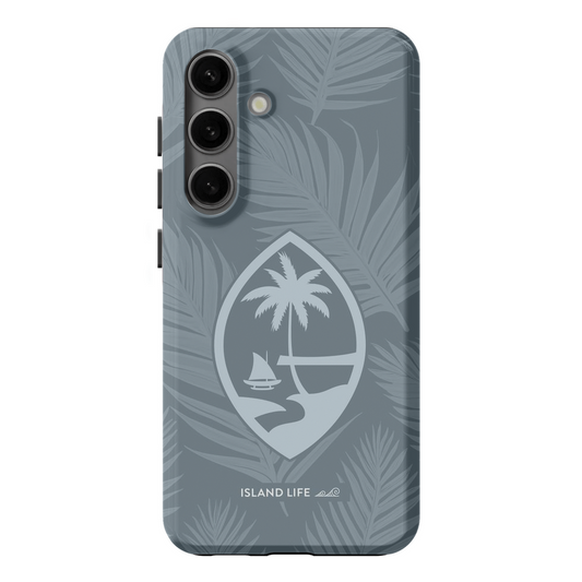 Guam Modern Leaves Slate Blue Premium Glossy Tough Phone Case