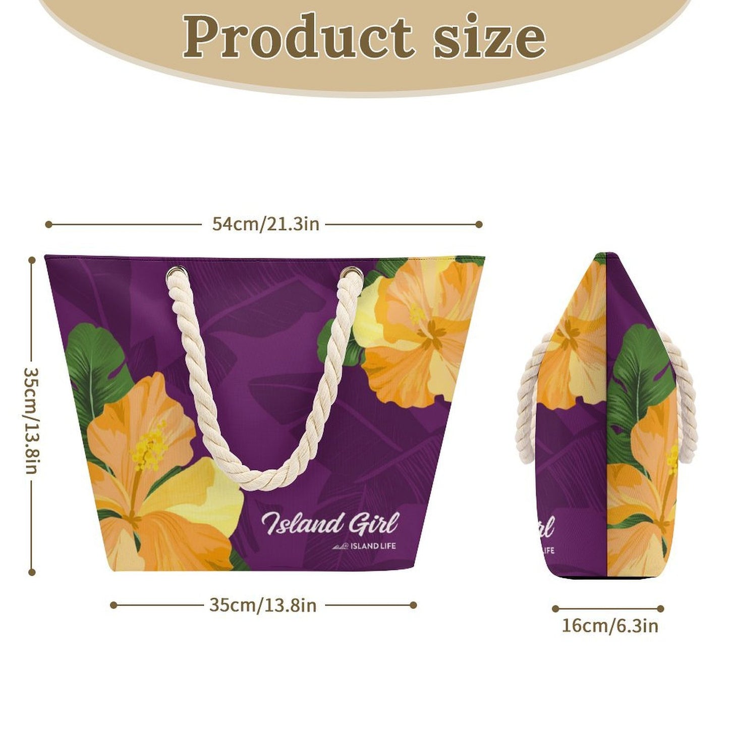 Island Girl Purple Guam CNMI Hemp Rope Tote Bag