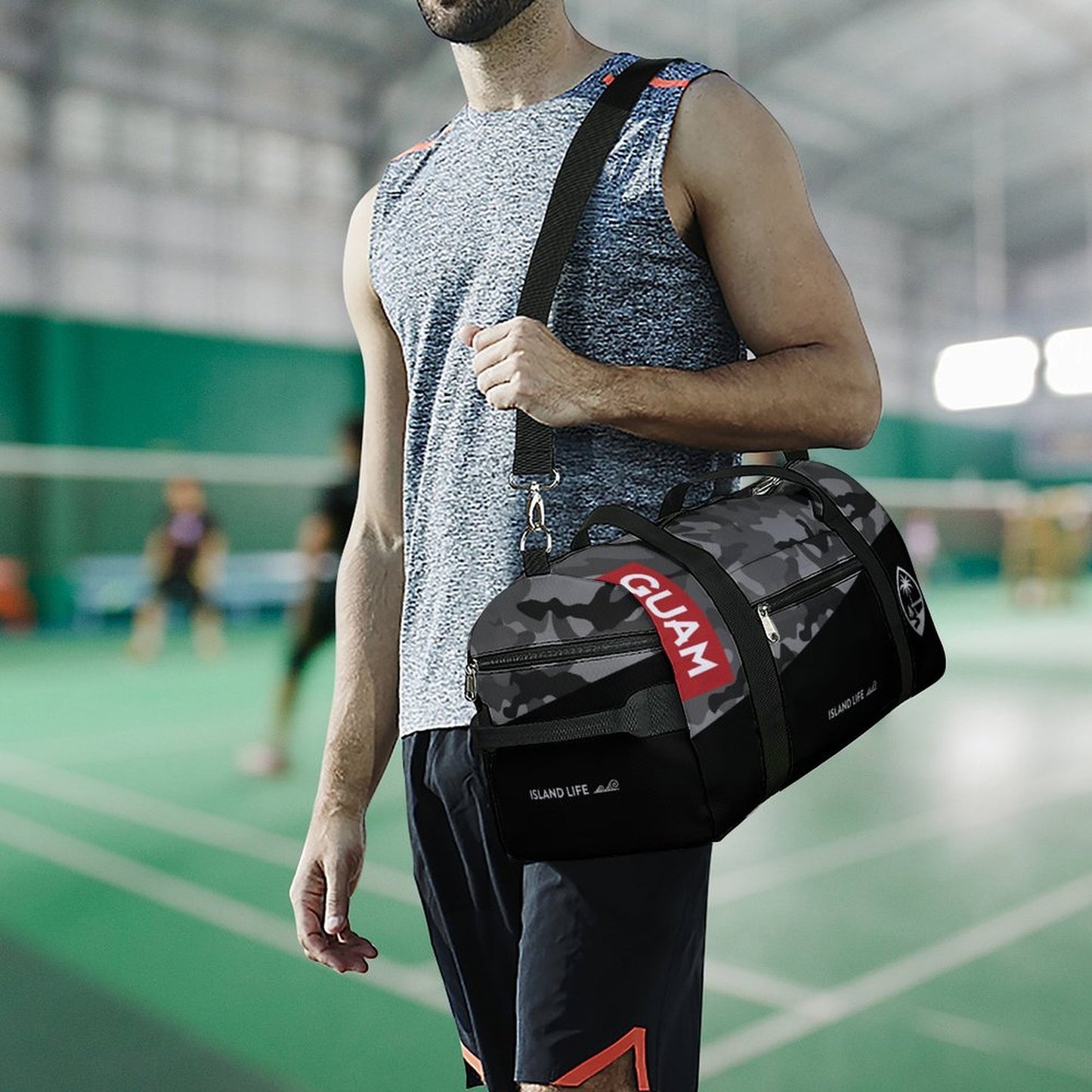 Guam Halftone Gray Camo Gym Bag