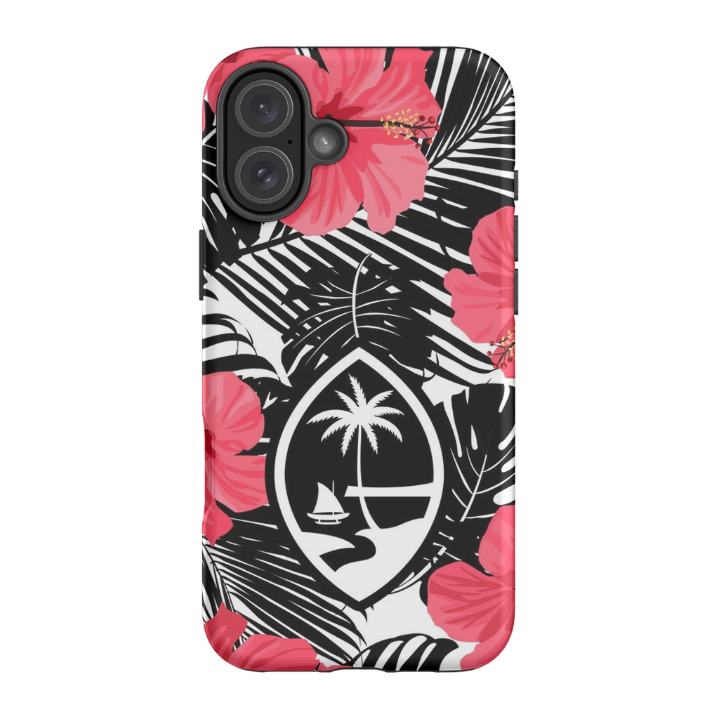 Guam Pink Black Hibiscus Premium Glossy Tough Phone Case