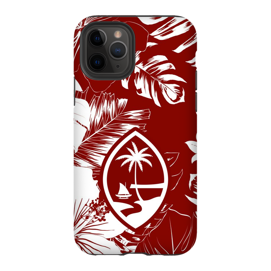 Guam Hibiscus Floral Red Premium Glossy Tough Phone Case