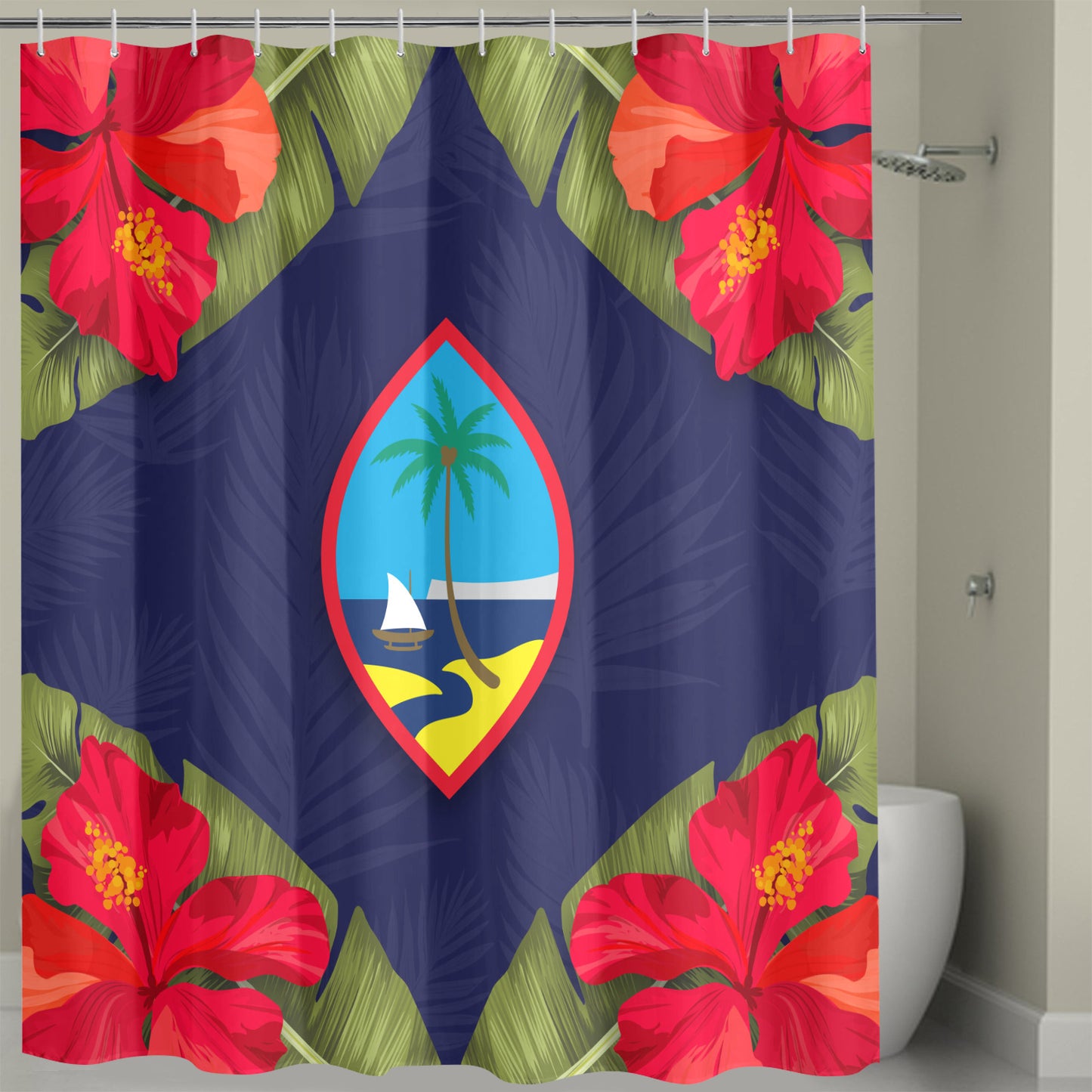Guam Seal Hibiscus Paradise Shower Curtain 72" x 72"