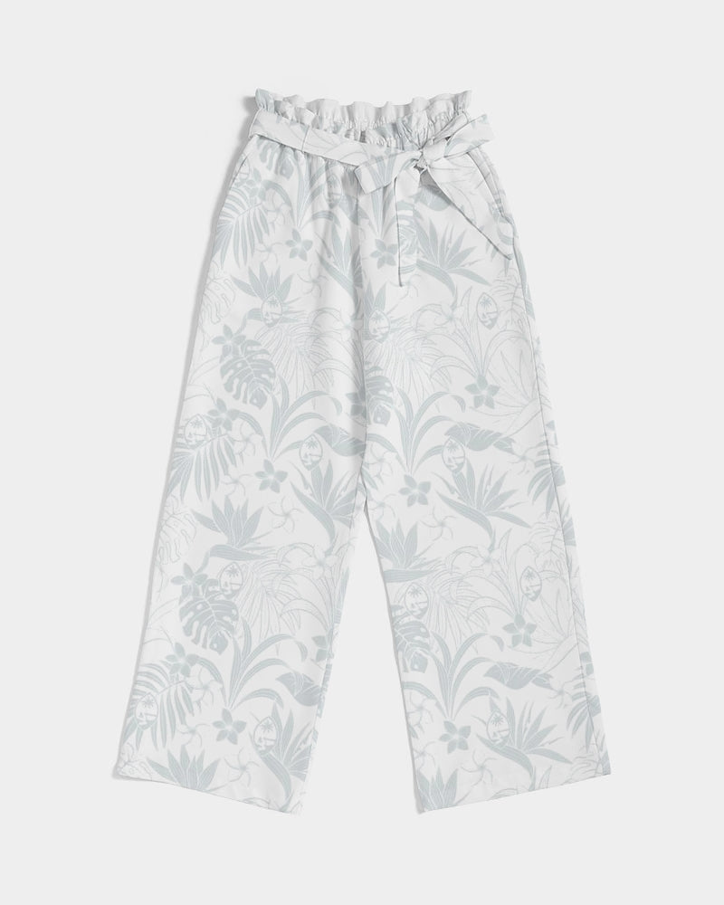 Guam Plumeria Tropical White Women's All-Over Print High-Rise Wide Leg Pants