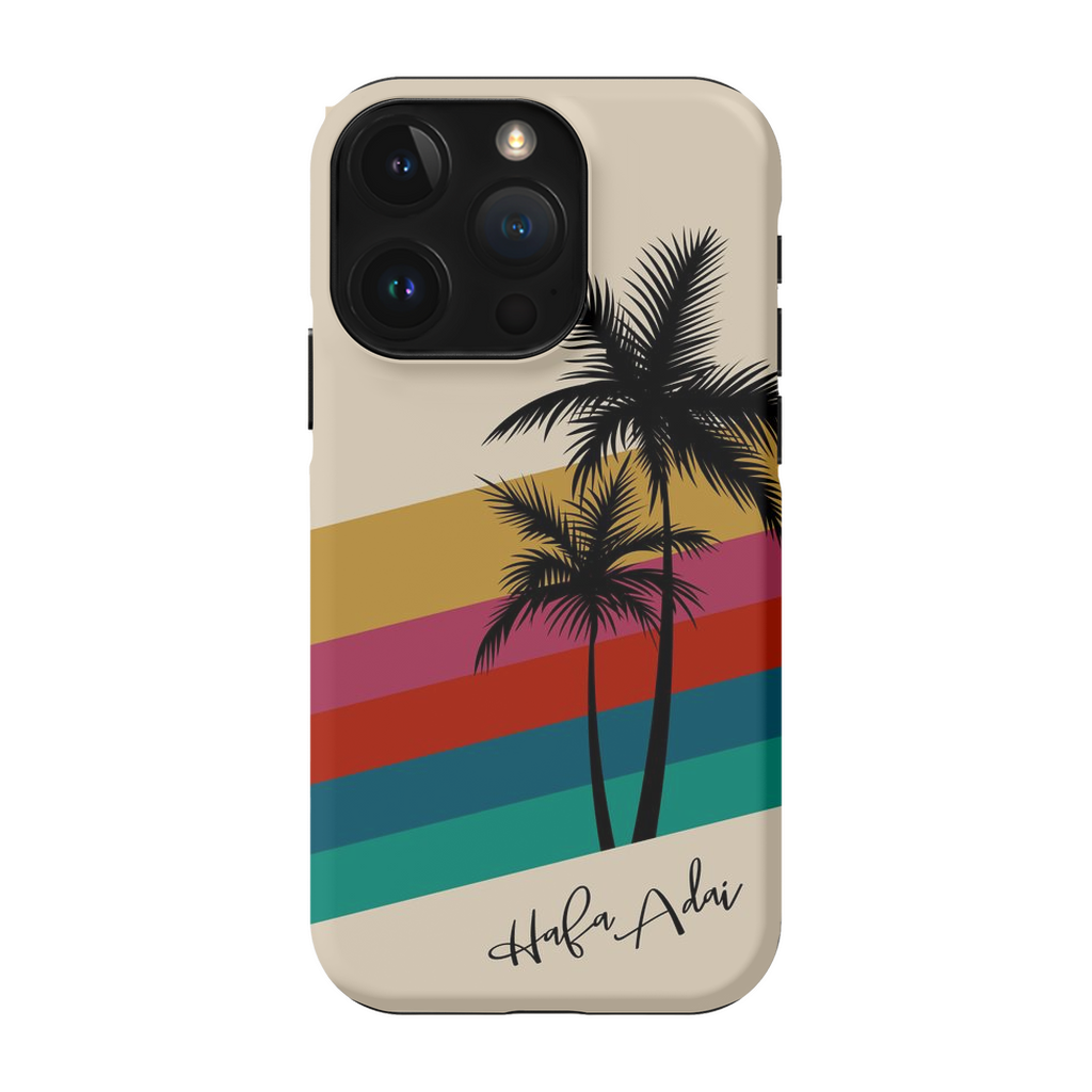 Retro Rainbow Sunset Hafa Adai Guam CNMI Premium Glossy Tough Phone Case