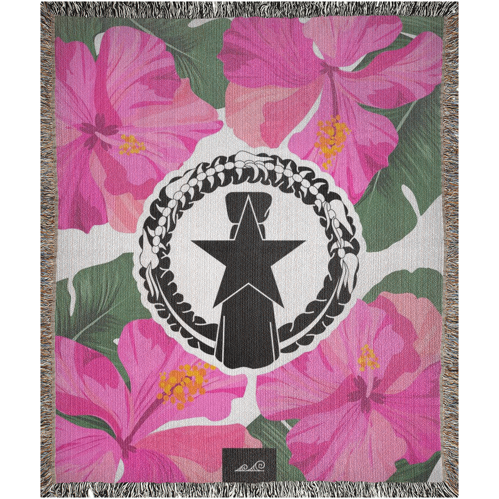 CNMI Pink Hibiscus Paradise Woven Blanket