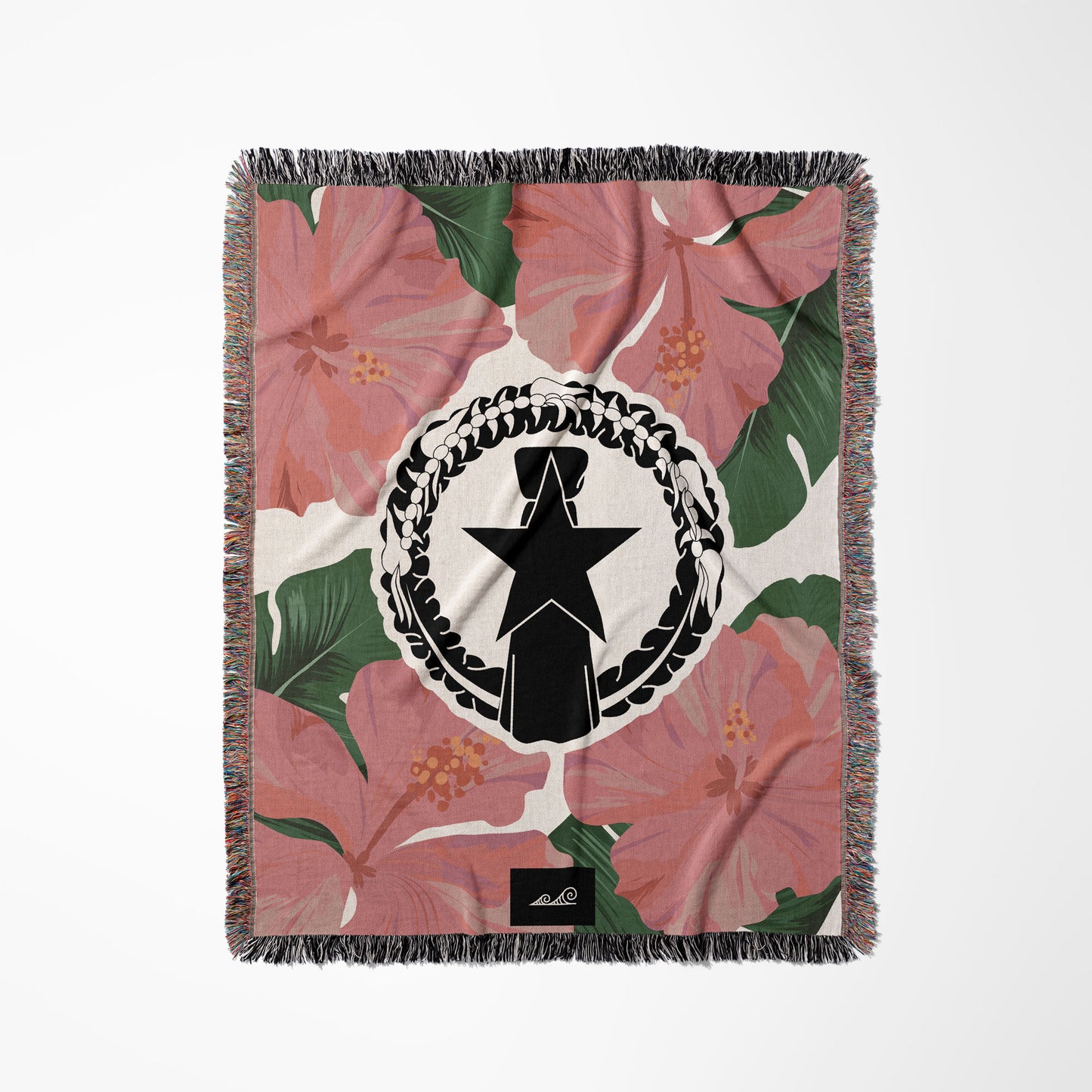 CNMI Pink Hibiscus Paradise Woven Blanket