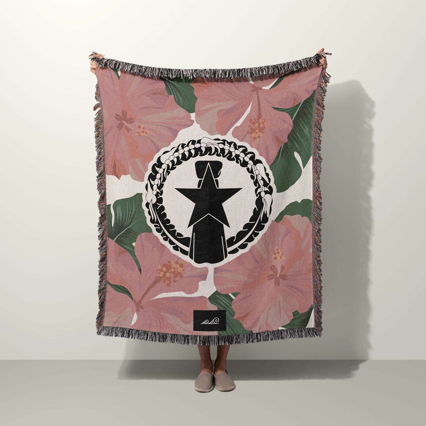 CNMI Pink Hibiscus Paradise Woven Blanket