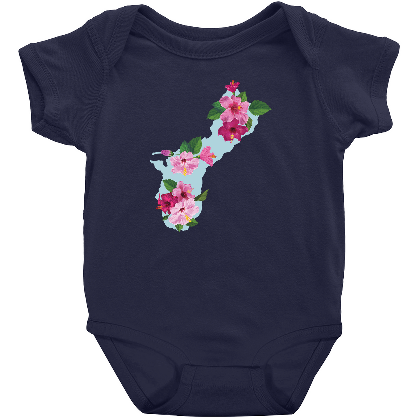 Guam Island Hibiscus Fuchsia Baby One Piece Bodysuit