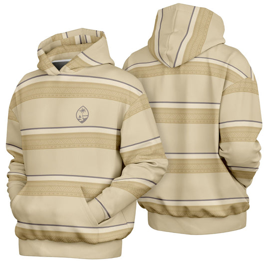 Guam Tribal Striped Khaki Unisex AOP Heavyweight Oversized Hoodie