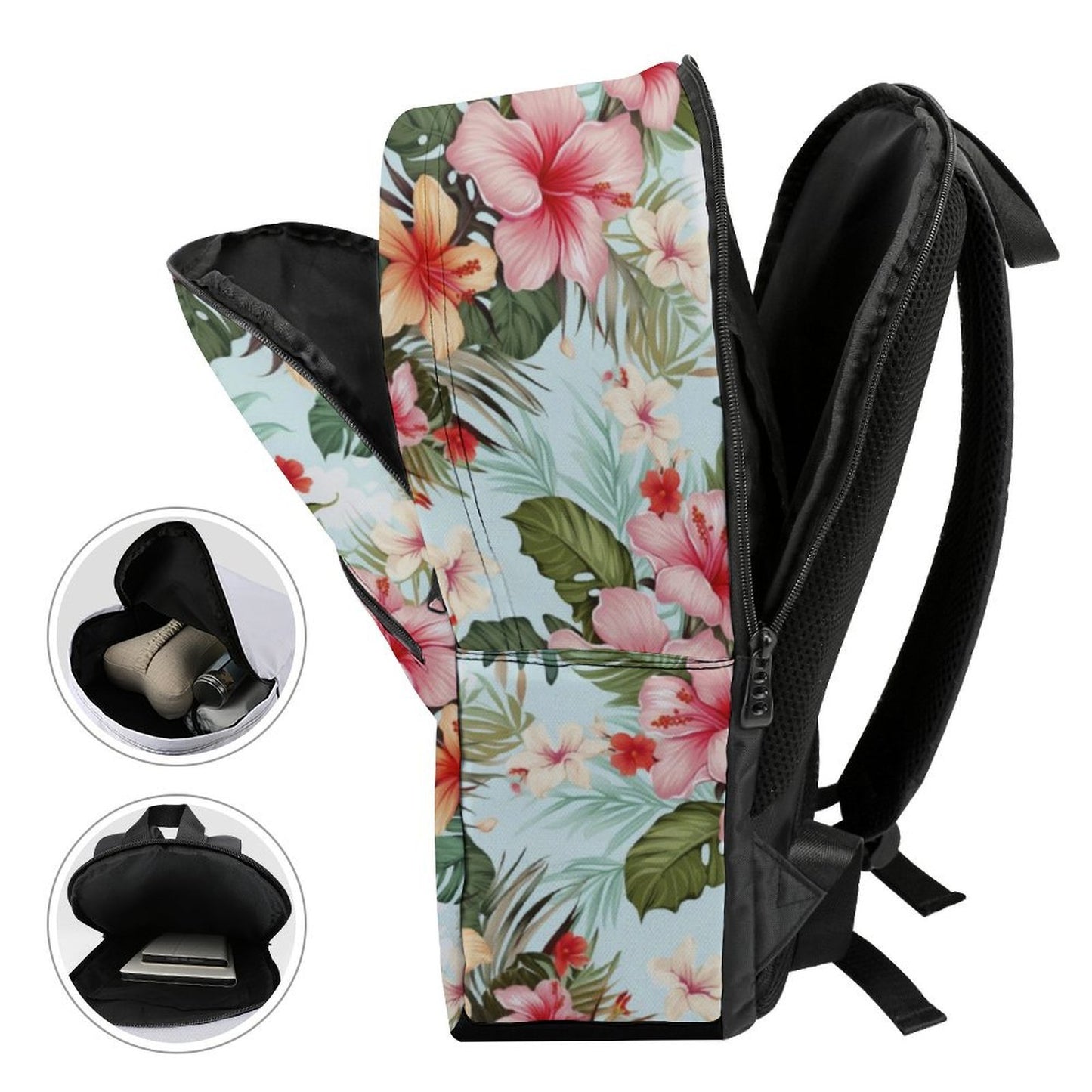 Guam Watercolor Flowers Dual-Compartment Backpack