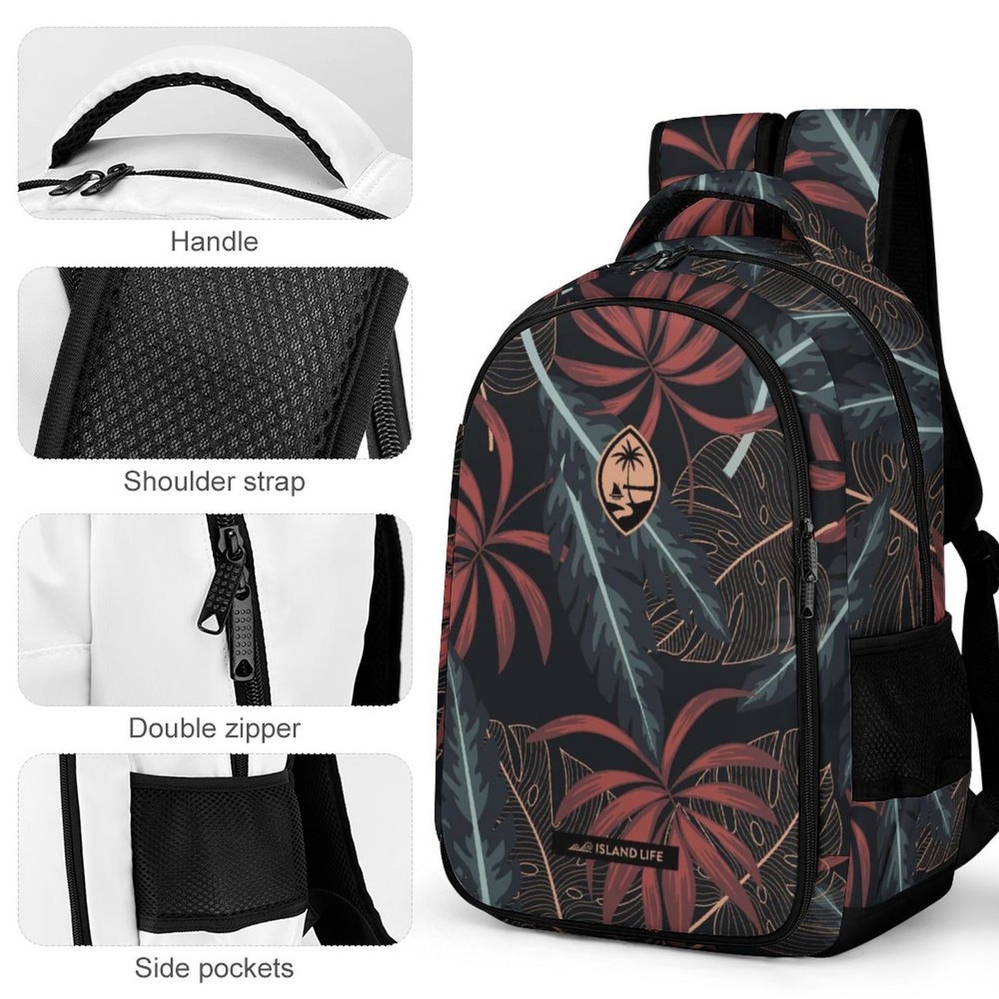 Guam Tropical Dark Organizer Backpack