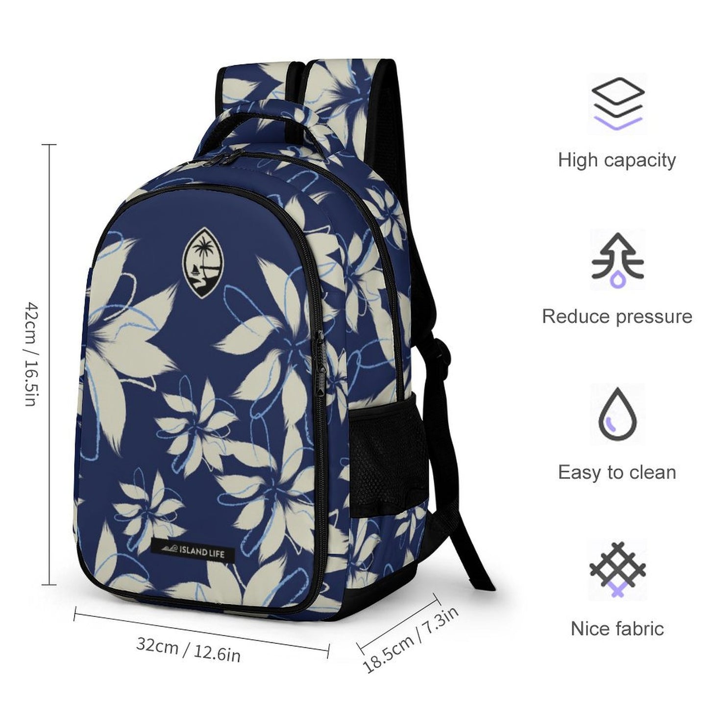 Guam Tropical Deep Blue Organizer Backpack