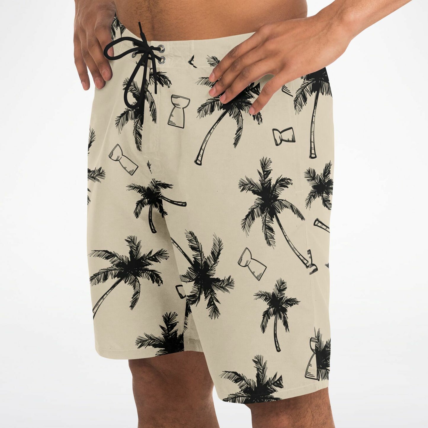 Guam CNMI Latte Stone Coconut Trees Khaki Mens Board Shorts