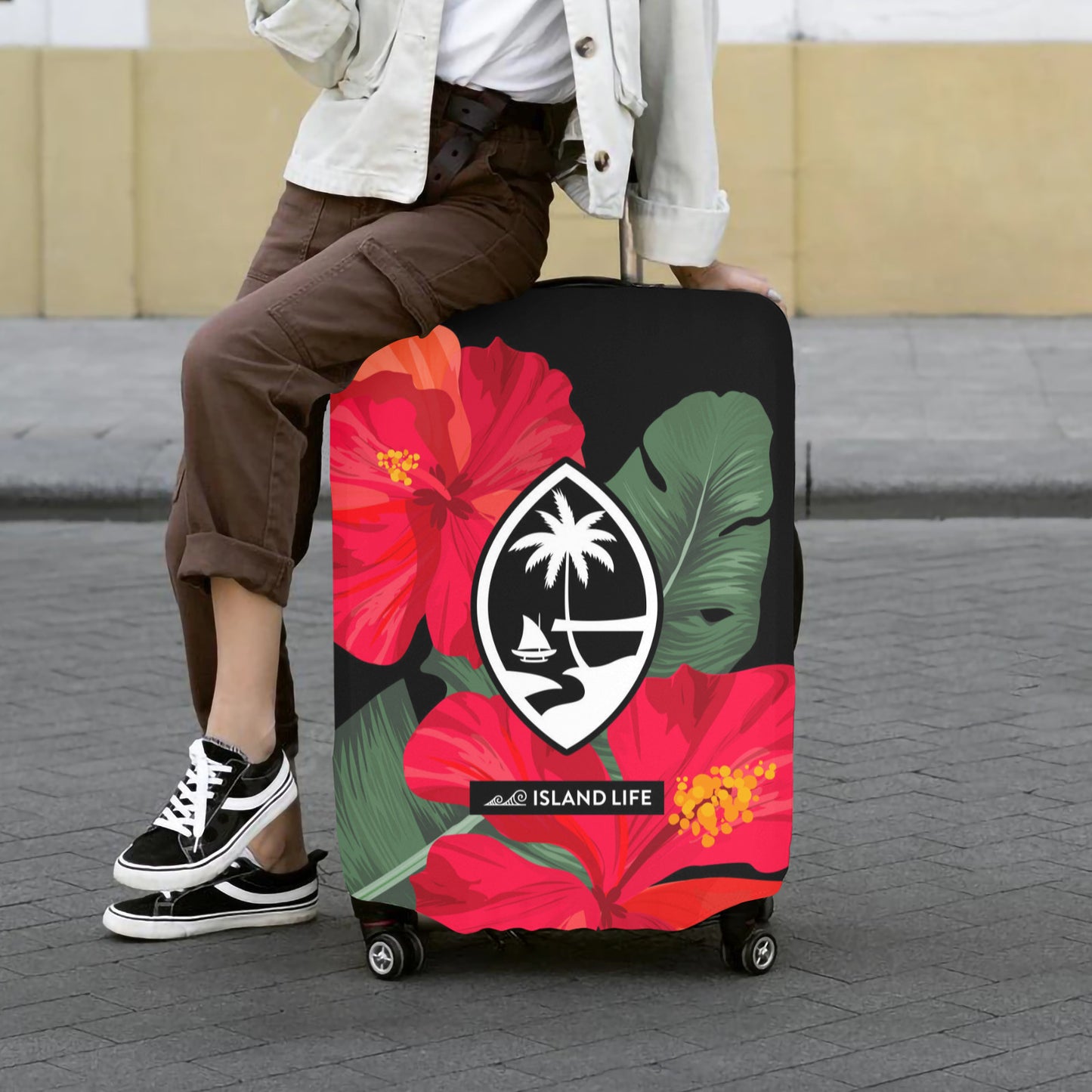 Guam Red Hibiscus Paradise Luggage Cover