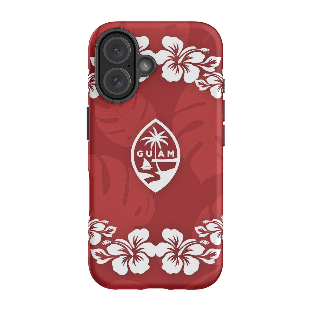 Guam Seal Red Hibiscus Premium Glossy Tough Phone Case