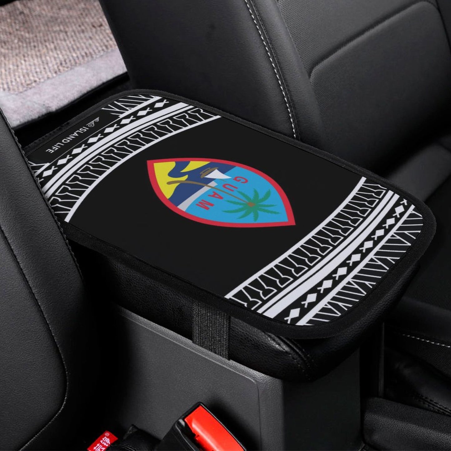Guam Tribal Black Car Armrest Cover