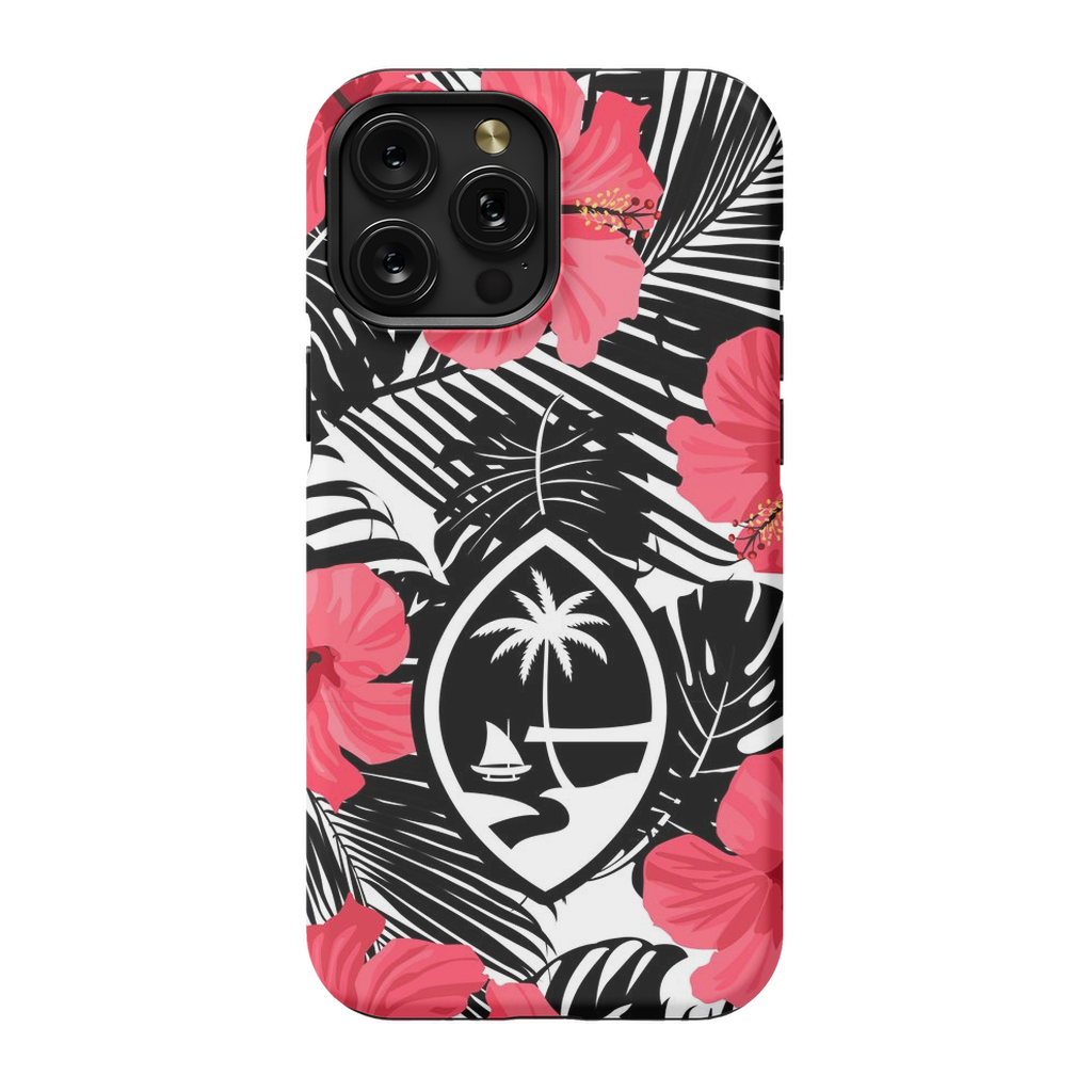 Guam Pink Black Hibiscus Premium Glossy Tough Phone Case