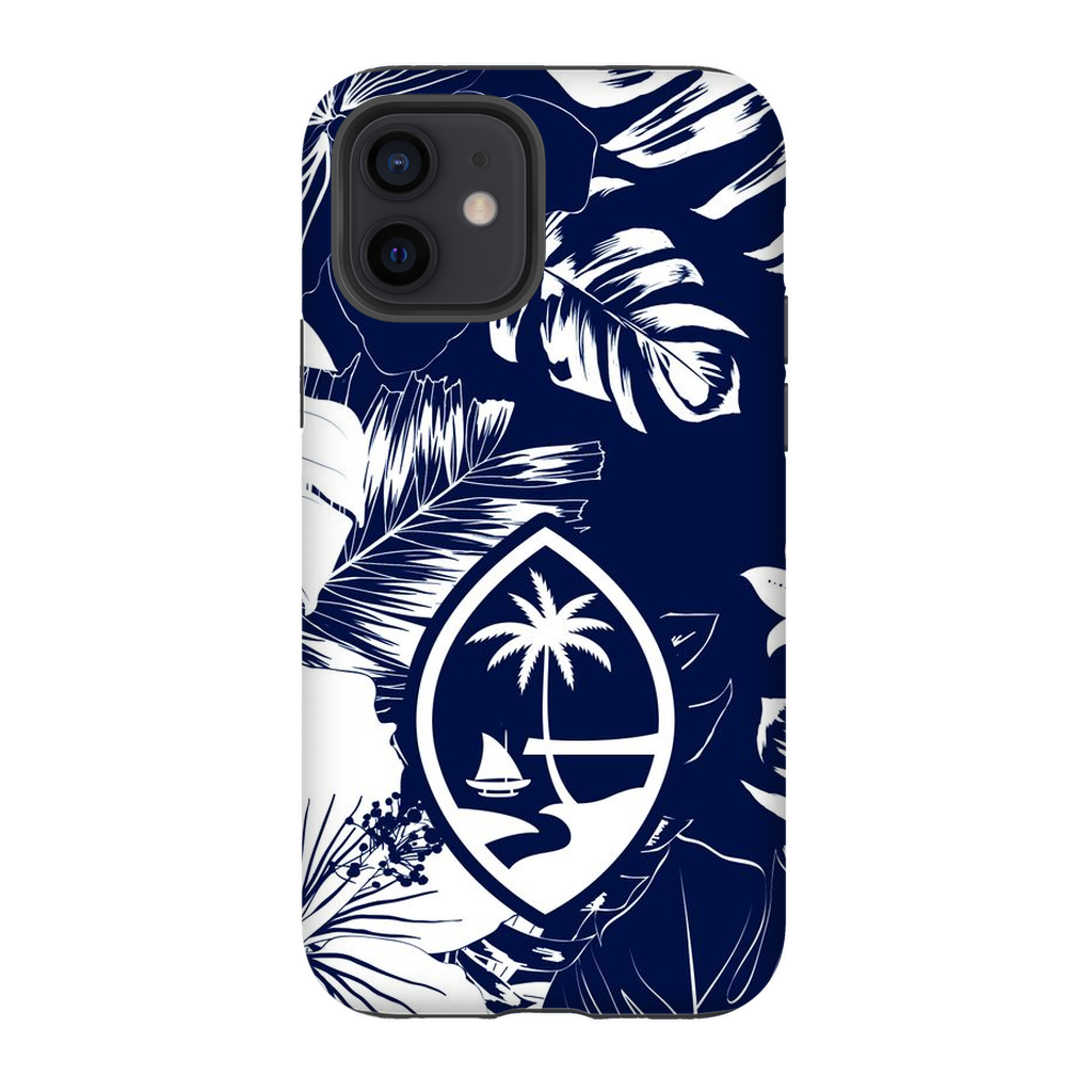 Guam Hibiscus Floral Navy Premium Glossy Tough Phone Case