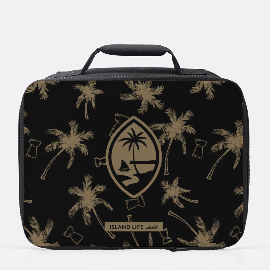 Guam Latte Stone Coconut Trees Black Insulated Lunch Box