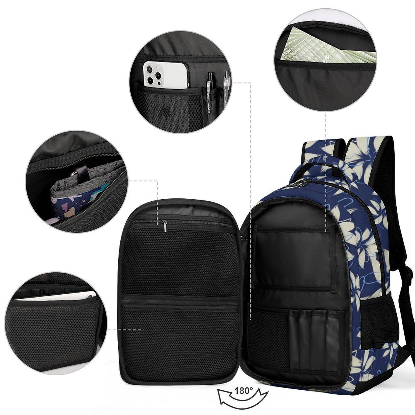 Guam Tropical Deep Blue Organizer Backpack